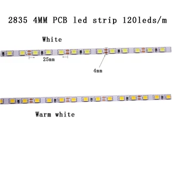 5 м 2835 120 светодиодов/м DC12v 4 мм светодиодная лента гибкая нейтральная 4000 К холодный белый теплый белый ледяной синий золотистый желтый оранжевый розовый