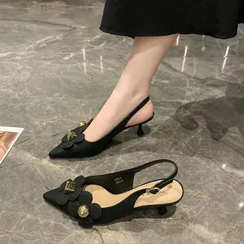 Летние Вечерние женские Босоножки; Новинка 2023 года; Элегантные Стильные Легкие Дышащие туфли на высоком каблуке с Цветочным Рисунком; Zapatos De Mujer