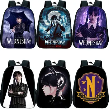 Мини-рюкзаки Wednesday Addams для мальчиков и Девочек, Детская сумка для книг в детском саду с героями Мультфильмов, школьные сумки для малышей, детский рюкзак 12 Дюймов