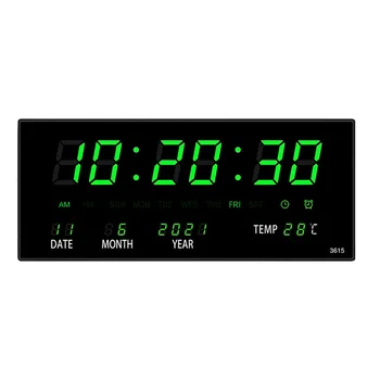 Настенные часы С большим экраном, светодиодные цифровые настенные часы, настольное время, Температура, Календарь, Дата, Часы, Украшение для дома, гостиной, спальни