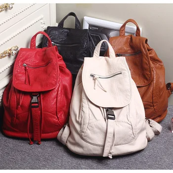 Роскошный Женский рюкзак из Выстиранной кожи Известного бренда, женская Повседневная сумка на плечо, школьная сумка для подростков, Модные женские сумки