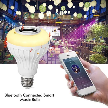 Светодиодная Bluetooth Лампа Smart Bulb E27 12 Вт Bluetooth Динамик Музыкальная лампа Smart Lamp APP Control Лампа с регулируемой Яркостью RGB Decor Light