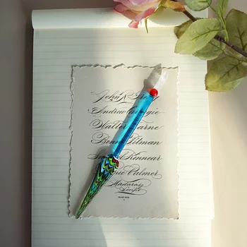 Французская традиционная стеклянная ручка J. Herbin ручной работы, изысканная ручка в форме павлиньего пера