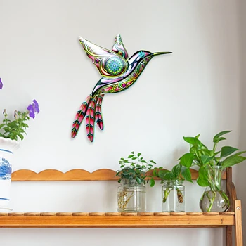 Цветное украшение Ручной работы Колибри, Металлическая Птица, Подвесное украшение, Креативная птица, Украшение для дома, сада на открытом воздухе